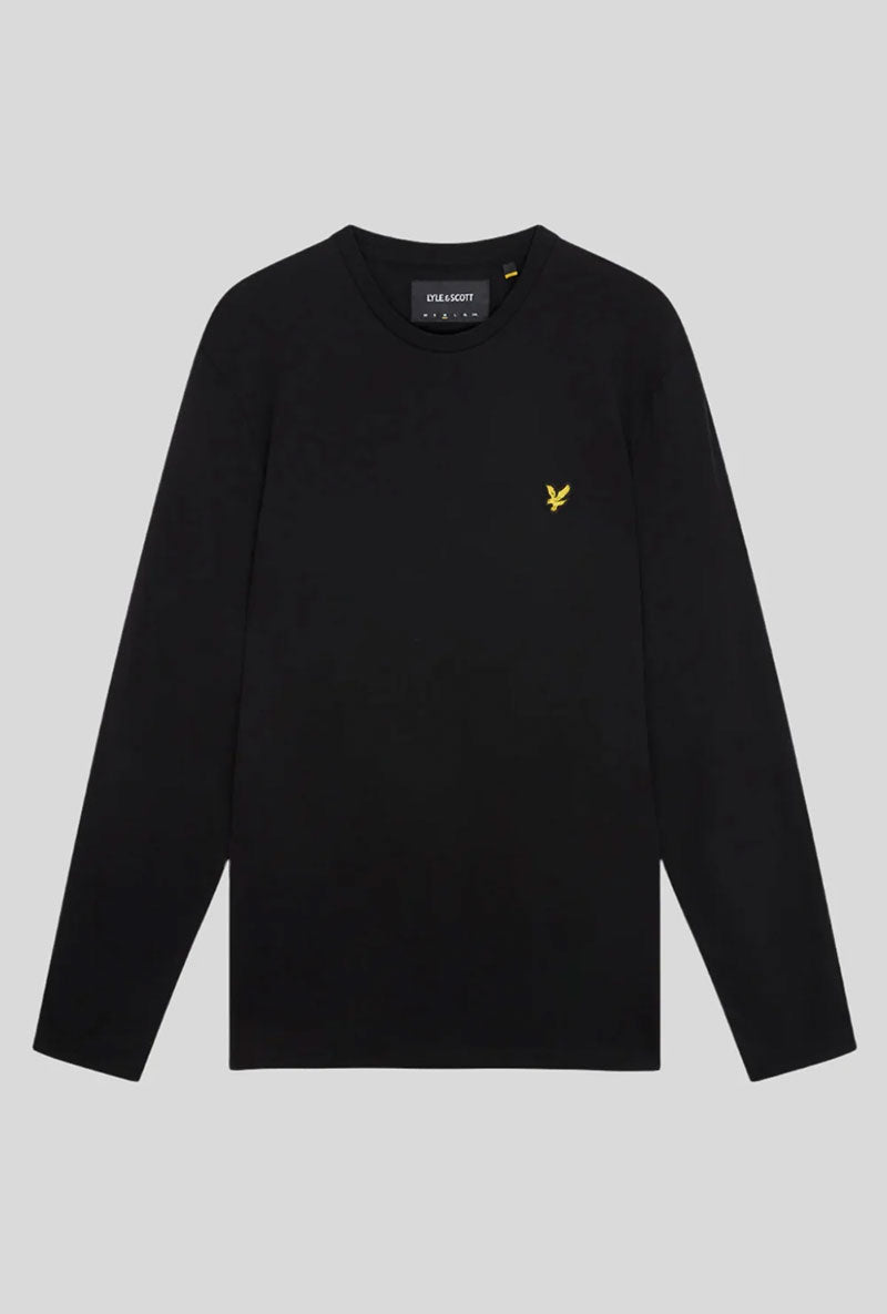 Front image of Plain ls tshirt in black, by brand Lyle and scott