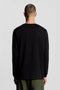 Back image of a model wearing the Plain ls tshirt in black, by brand Lyle and scott