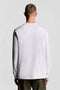 Back image of a model wearing the Plain ls tshirt in white, by brand Lyle and scott
