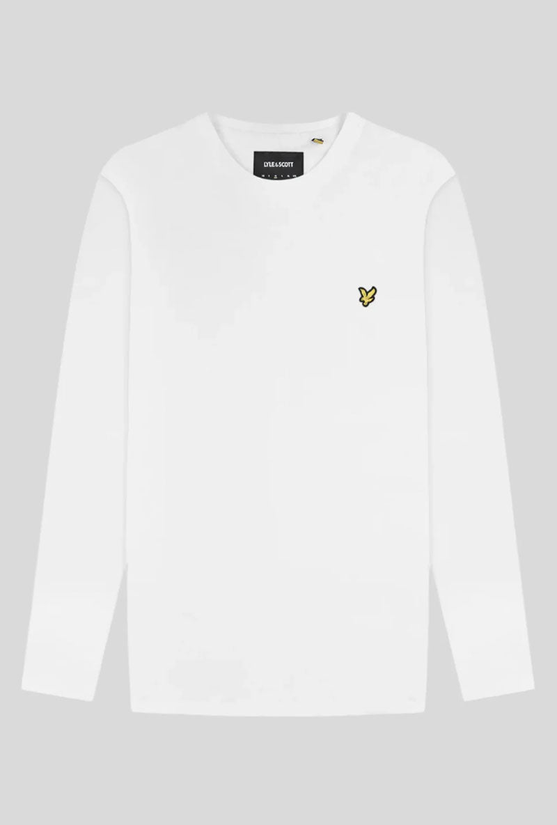 Front image of Plain ls tshirt in white, by brand Lyle and scott