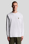 Front image of a model wearing Plain ls tshirt in white, by brand Lyle and scott