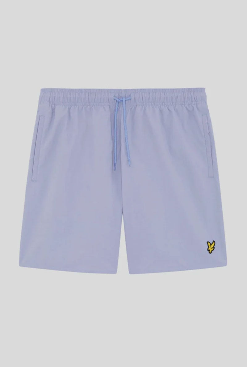 Front image of Plain swimshorts in blue, by brand Lyle and scott