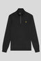 Front image of Superfine qrt zip sweatshirt in black, by brand Lyle and scott