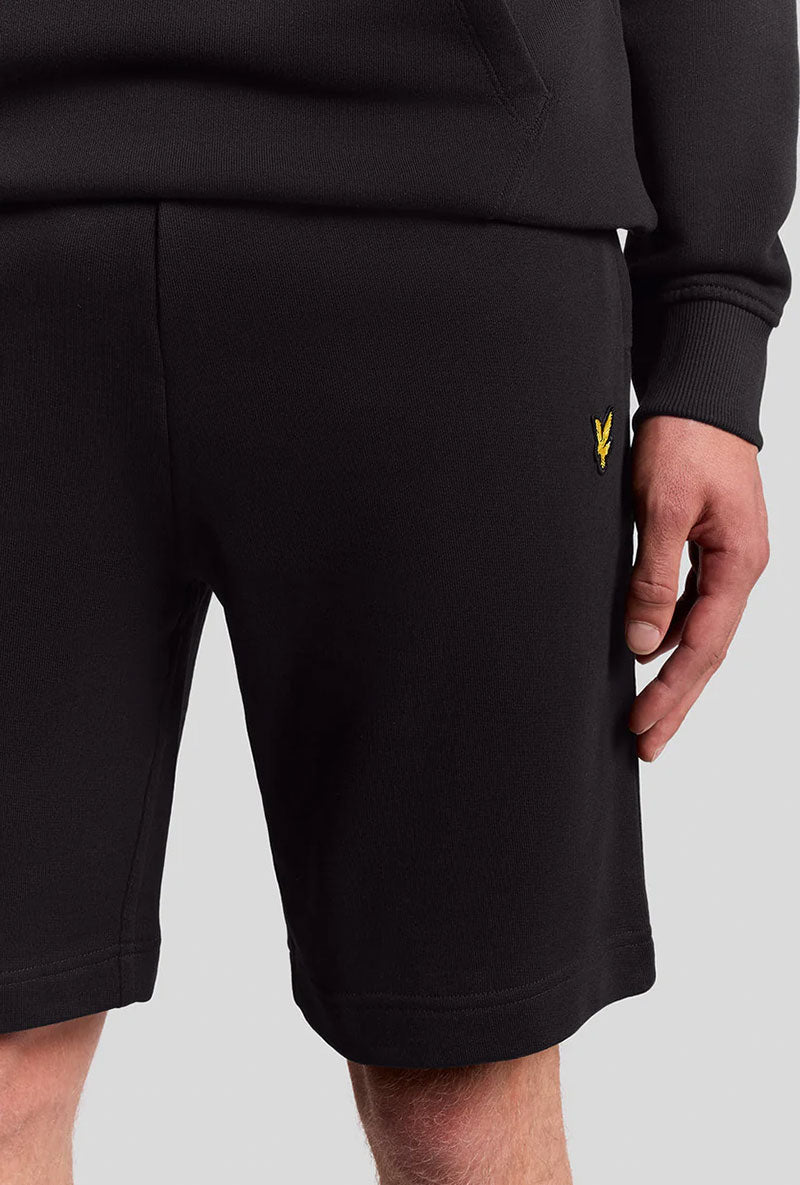 Front detail image of Sweat shorts in black, by brand Lyle and scott