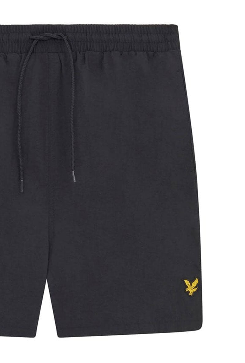 Front detail image of Lyle and scott plain swimshorts in black, by brand Lyle and scott