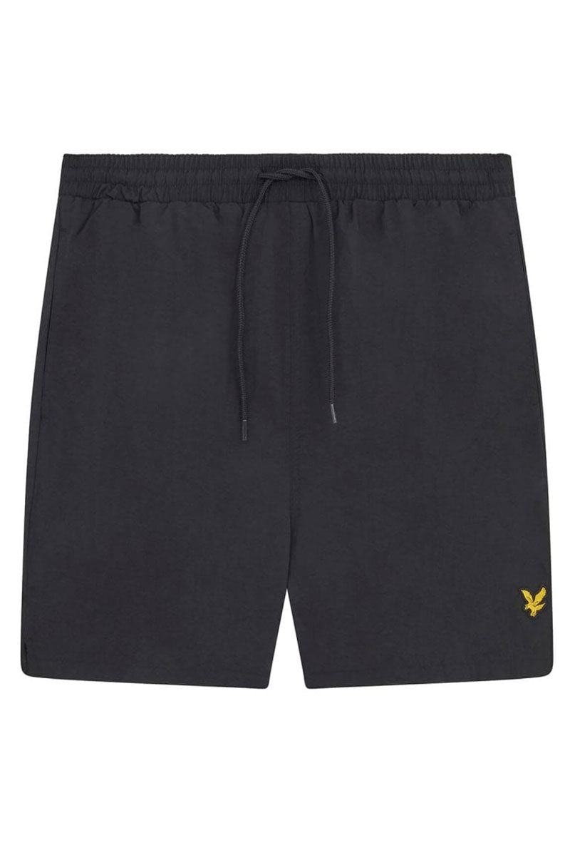 Front image of Lyle and scott plain swimshorts in black, by brand Lyle and scott