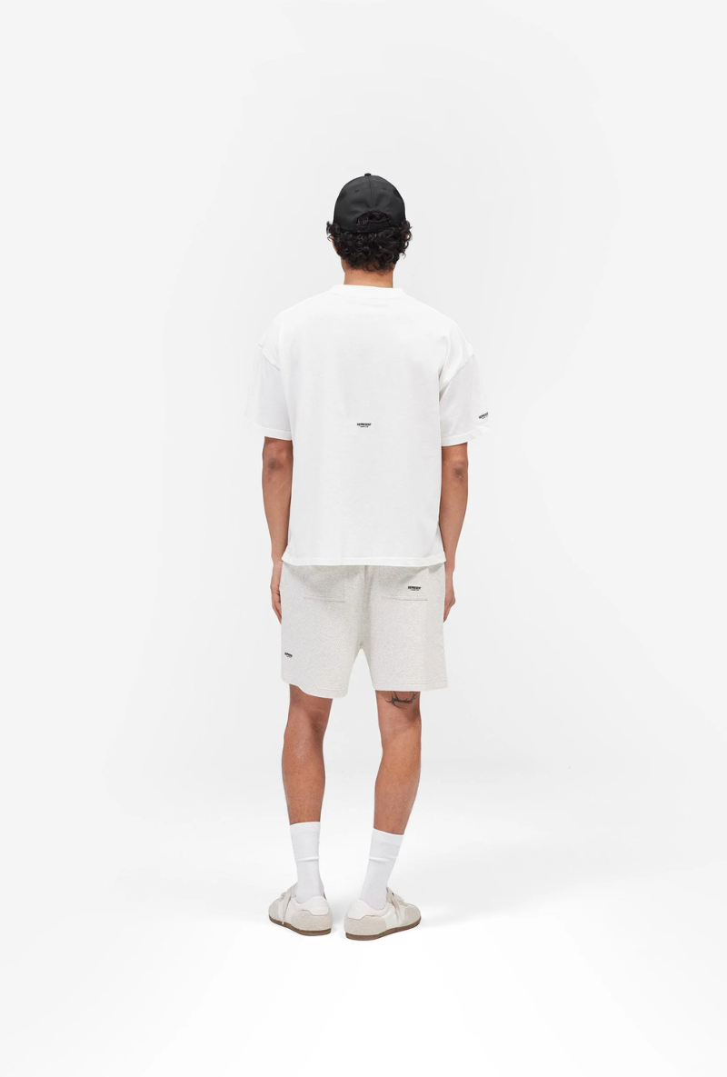 Back image of Micro owners club mesh shorts in cream, by brand Represent