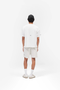 Back image of the Micro owners club mesh shorts in cream, by brand Represent
