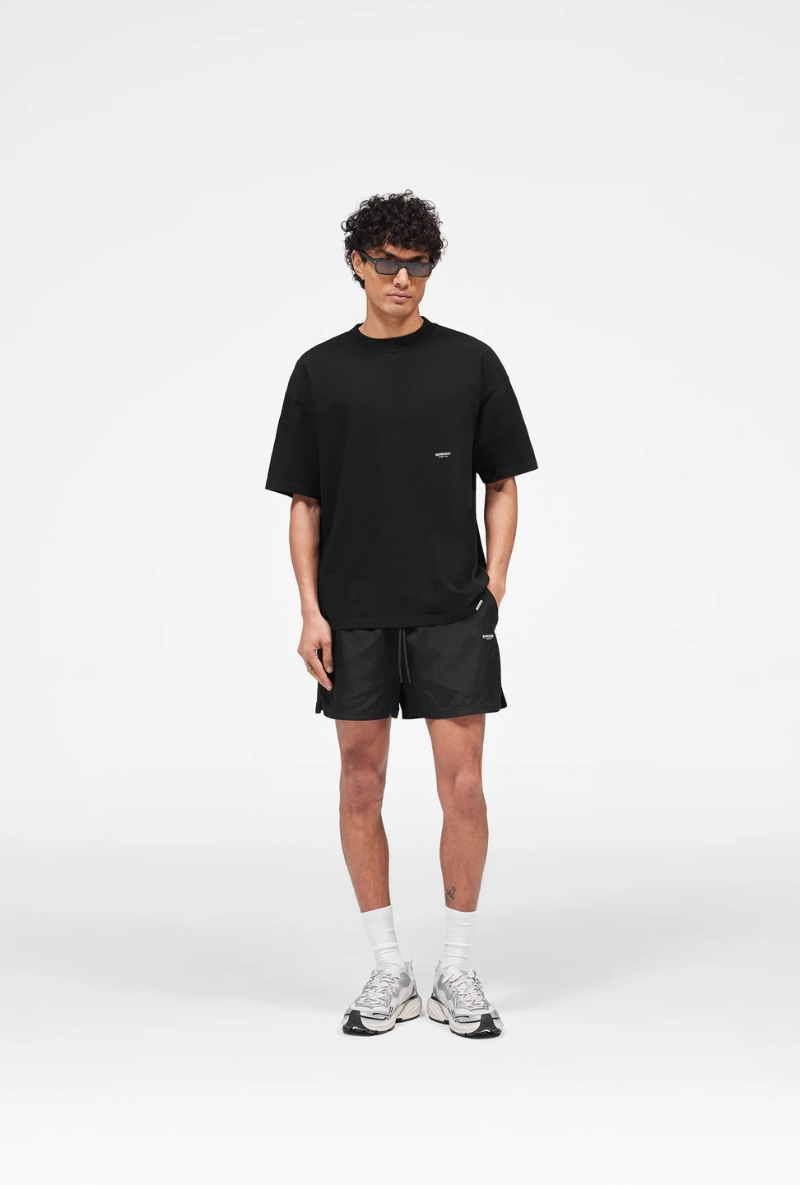 Front image of Micro owners club tshirt in black, by brand Represent