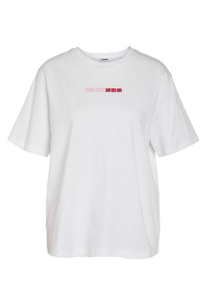 Front image of Sparkel ss checkboard tshirt in white, by brand Noisy may