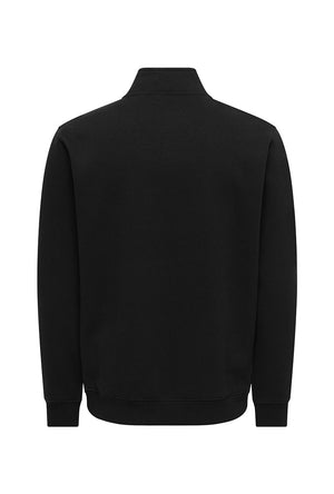 Back image of the Dawson half zip sweatshirt in black, by brand Only
