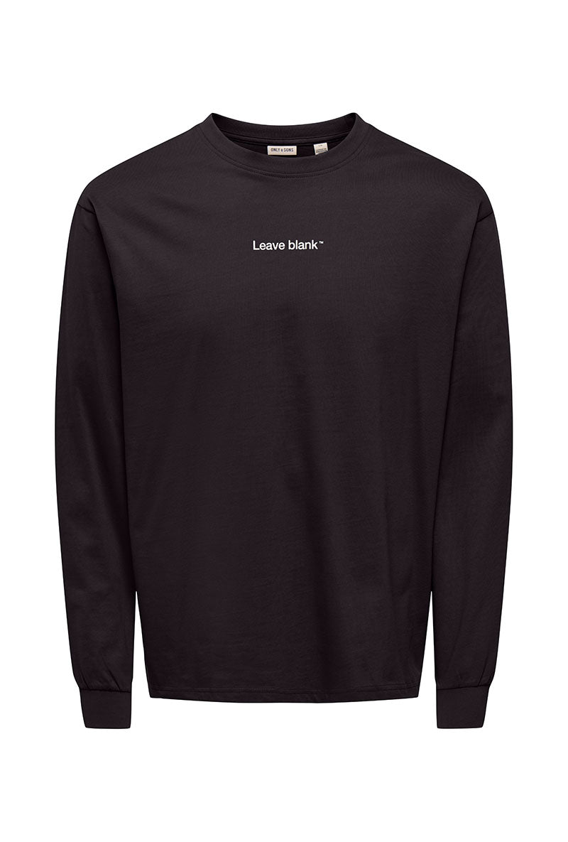 Front image of Fred life ls varsity tee in black, by brand Only and sons