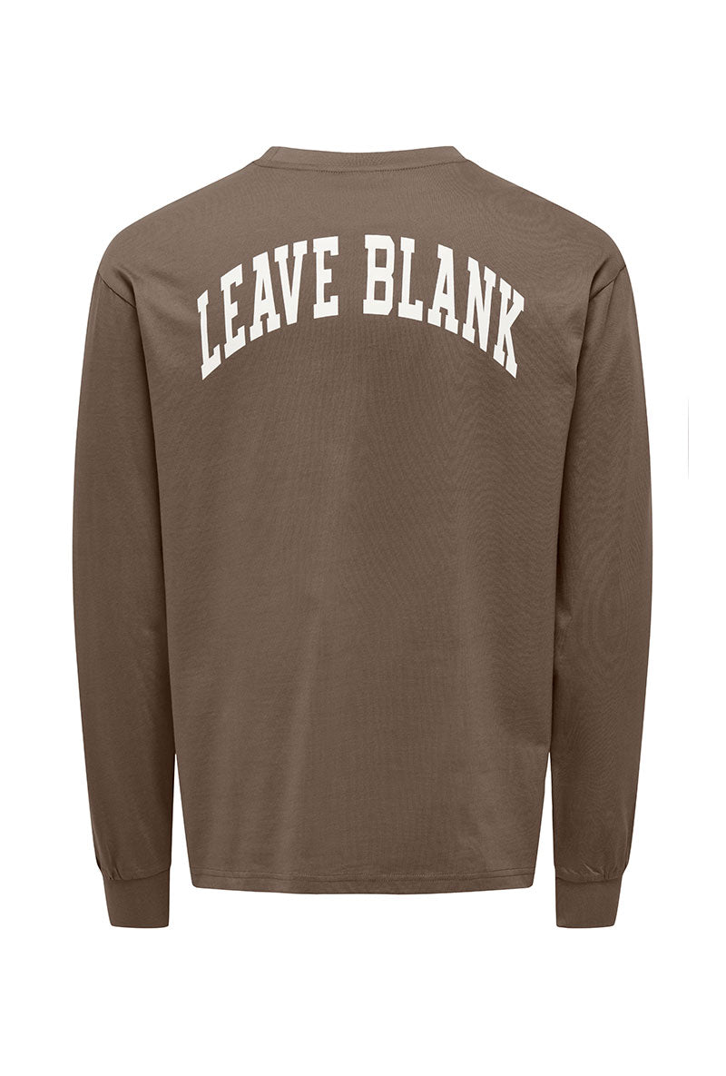Back image of Fred life ls varsity tee in brown, by brand Only and sons