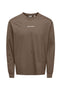 Front image of Fred life ls varsity tee in brown, by brand Only and sons
