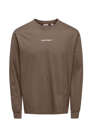 Front image of the Fred life ls varsity tee in brown, by brand Only and sons