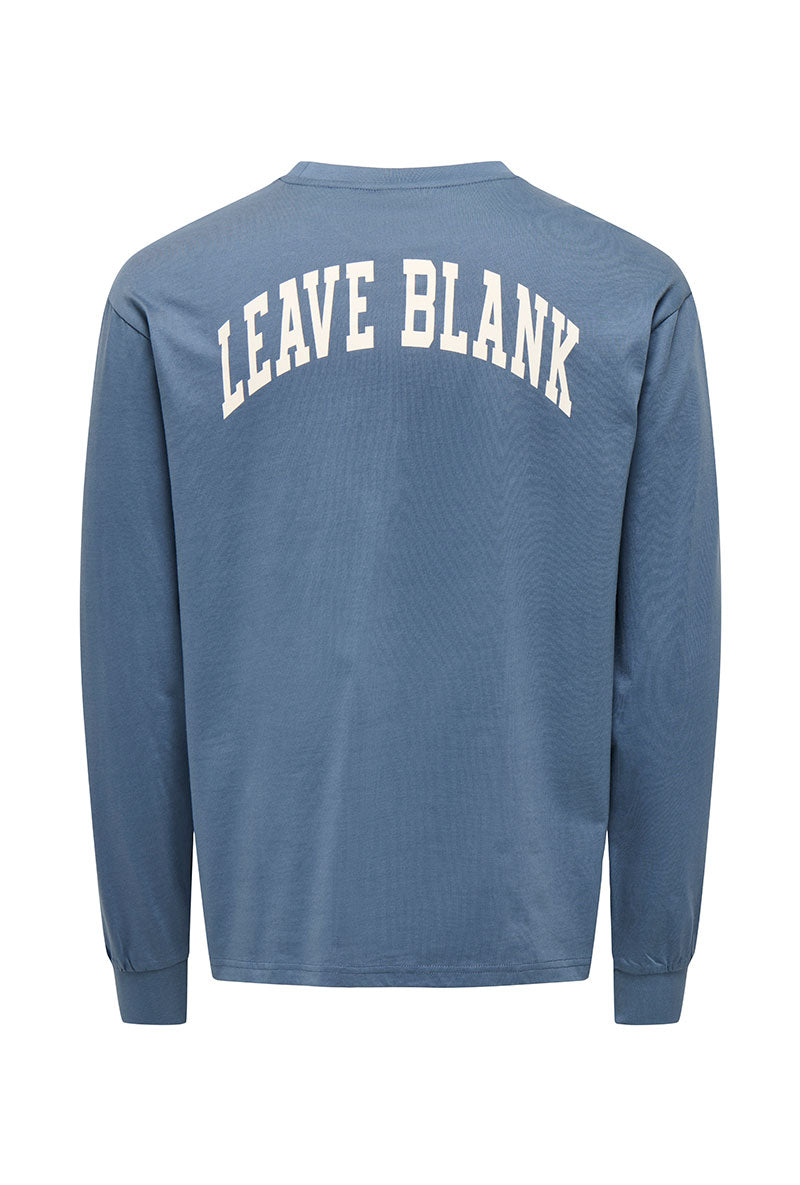 Back image of Fred life ls varsity tee in indigo, by brand Only and sons