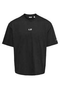 Front image of the Fred life oversize tee in black, by brand Only and sons