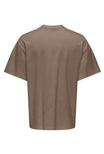 Back image of the Fred life oversize tee in brown, by brand Only and sons