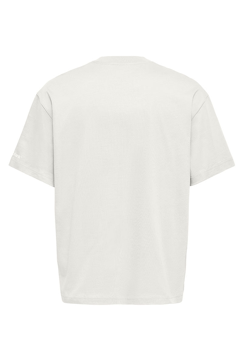 Back image of Fred life oversize tee in white, by brand Only and sons