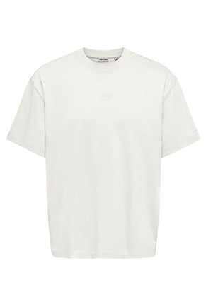 Front image of Fred life oversize tee in white, by brand Only and sons