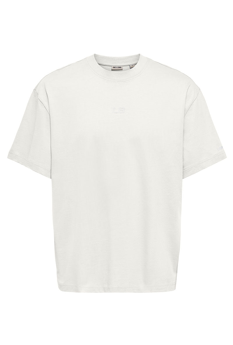 Front image of Fred life oversize tee in white, by brand Only and sons