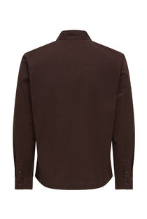 Back image of the Reid l/s regular shirt in brown, by brand Only and sons