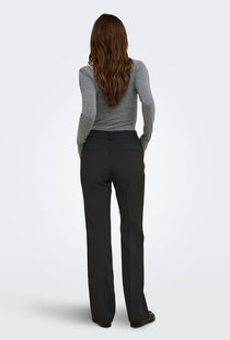 Back image of a model wearing the Astrid hw flared pant in black, by brand Only