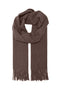 Front image of Astrid soft woven fringe scarf in brown, by brand Only