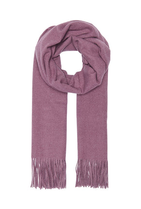Front image of Astrid soft woven fringe scarf in burgundy, by brand Only