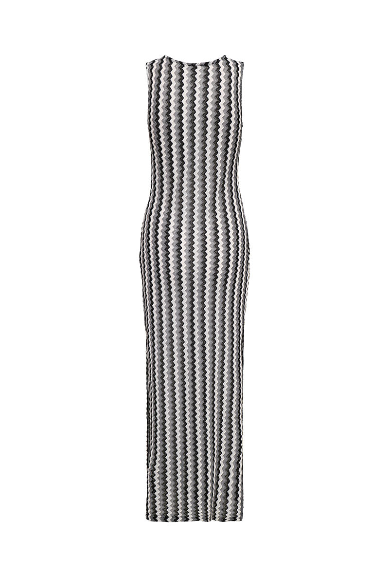 Back image of Bailey s/l zigzag dress in black/white, by brand Only