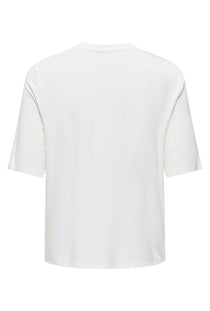 Back image of the Bamboo ss oneck top in white, by brand Only