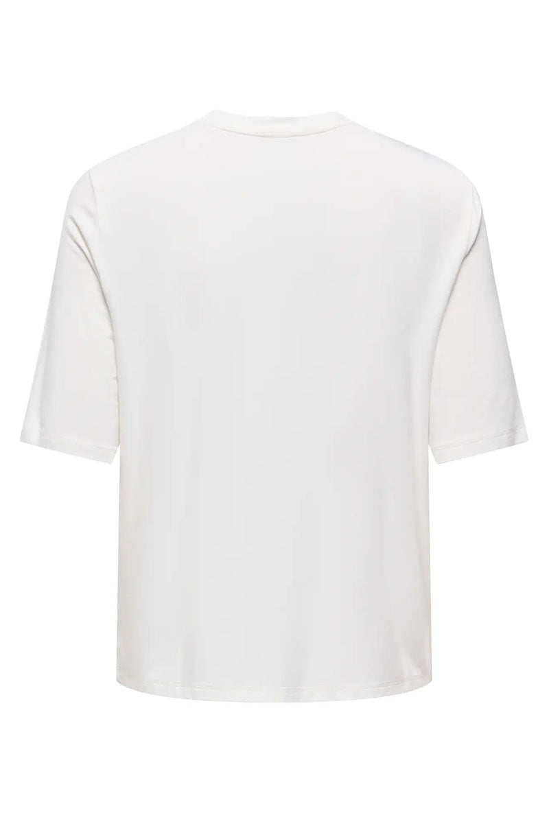 Back image of Bamboo ss oneck top in white, by brand Only