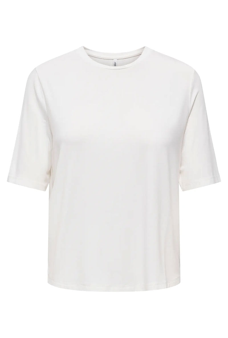 Front image of Bamboo ss oneck top in white, by brand Only