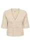 Front image of the Bouble ss vneck button cardigan in stone, by brand Only