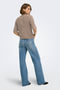 Back image of a model wearing the Bouble ss vneck button cardigan in brown, by brand Only