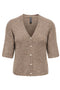 Front image of the Bouble ss vneck button cardigan in brown, by brand Only