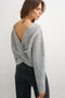 Back image of a model wearing the Cally knitted knot jumper in grey, by brand Top shop