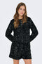 Front image of a model wearing the Confidence ls sequin bow top in black, by brand Only