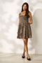 Front image of a model wearing the Emma smock dress in leopard, by brand Only
