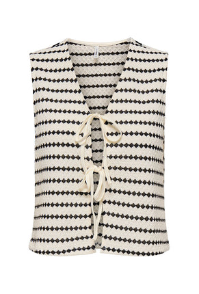 Front image of Eva sl short stripe vest in off white, by brand Only