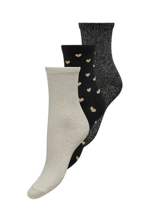 ONLY GRACIE 3PK GLITTER SOCKS