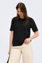 Front image of a model wearing the Happy ss oneck tee in black, by brand Only