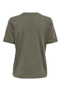 Back image of the Happy ss oneck tee in olive, by brand Only