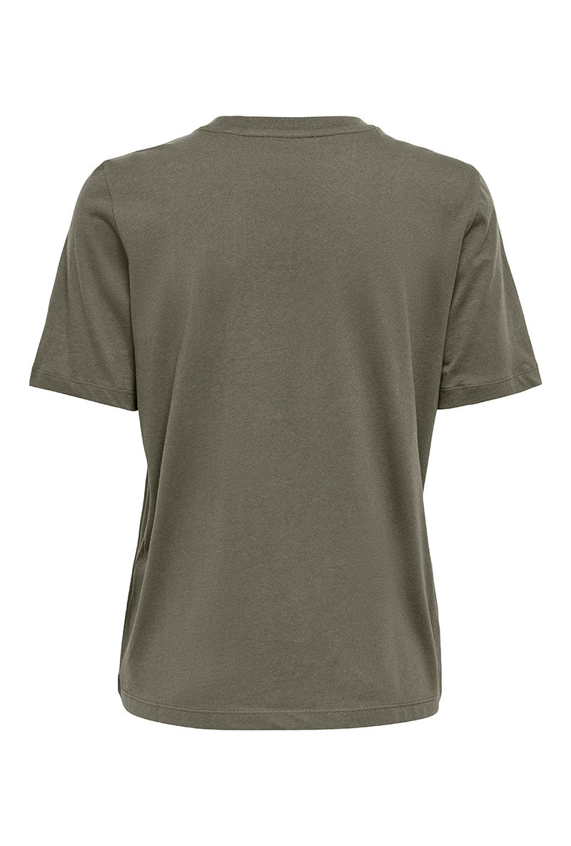 Back image of Happy ss oneck tee in olive, by brand Only