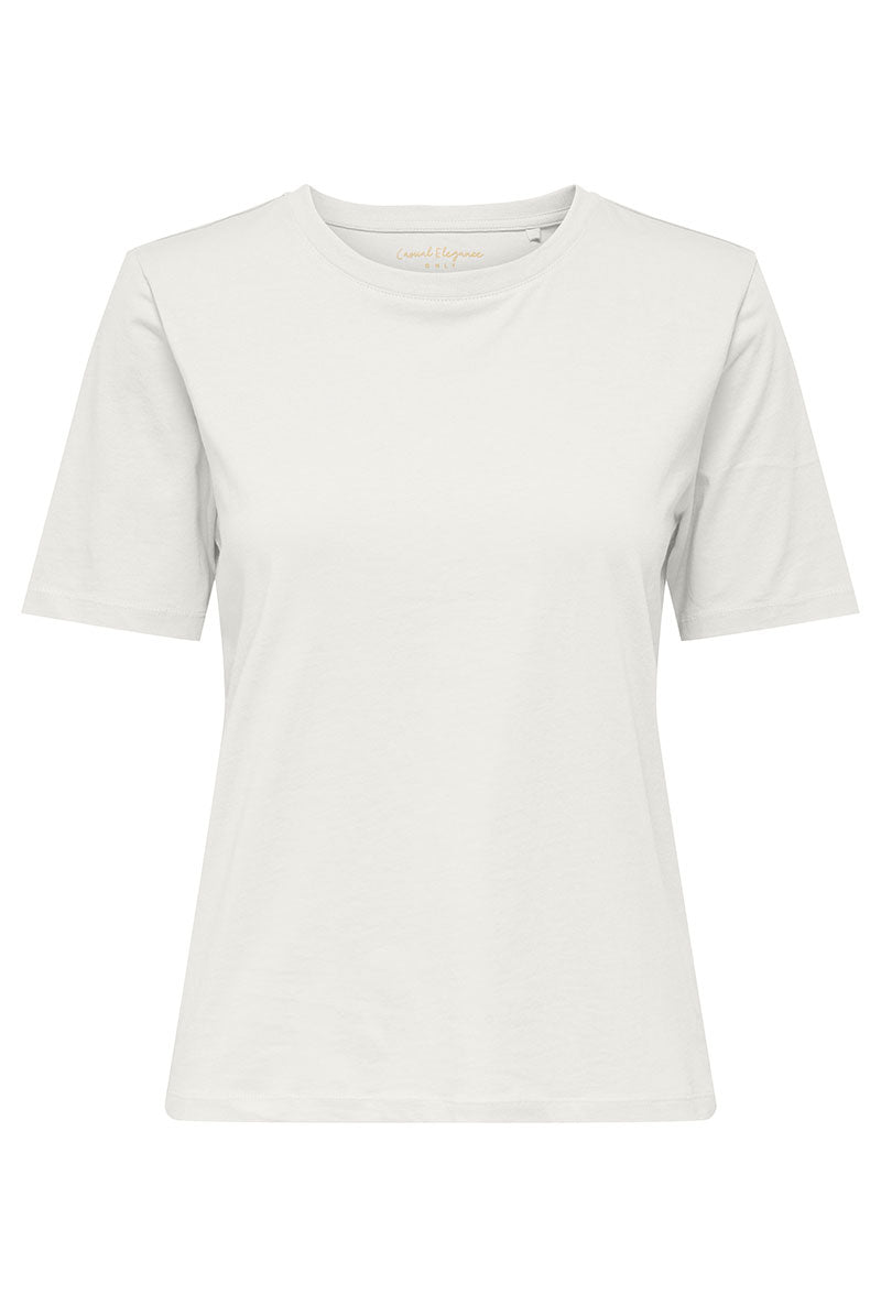 Front image of Happy ss oneck tee in off white, by brand Only