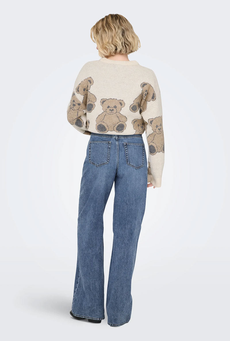 Back image of a model wearing Hope mw wide jeans in denim, by brand Only