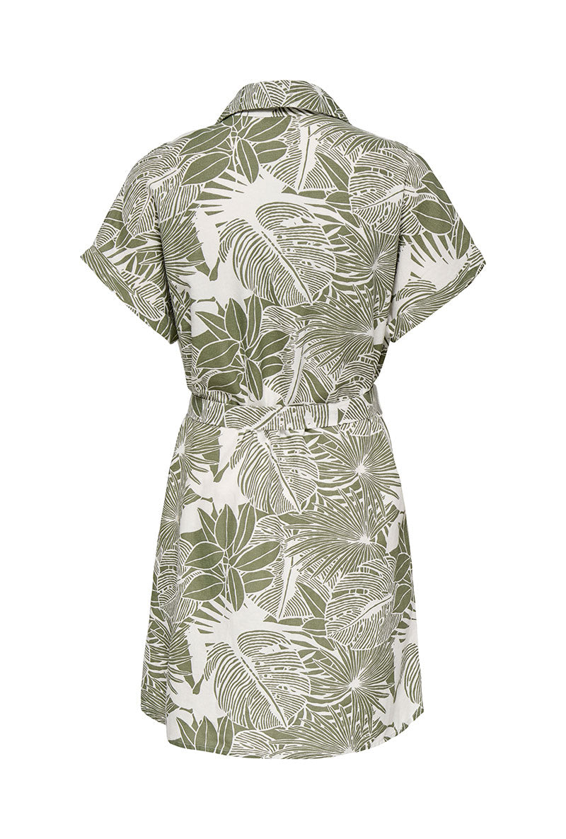 Back image of Jakari linen ss shirt dress in green, by brand Only