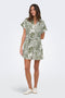 Front image of a model wearing the Jakari linen ss shirt dress in green, by brand Only