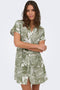 Front image of a model wearing the Jakari linen ss shirt dress in green, by brand Only