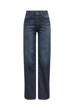 Front image of Juicy hw wide leg jeans in dark denim, by brand Only